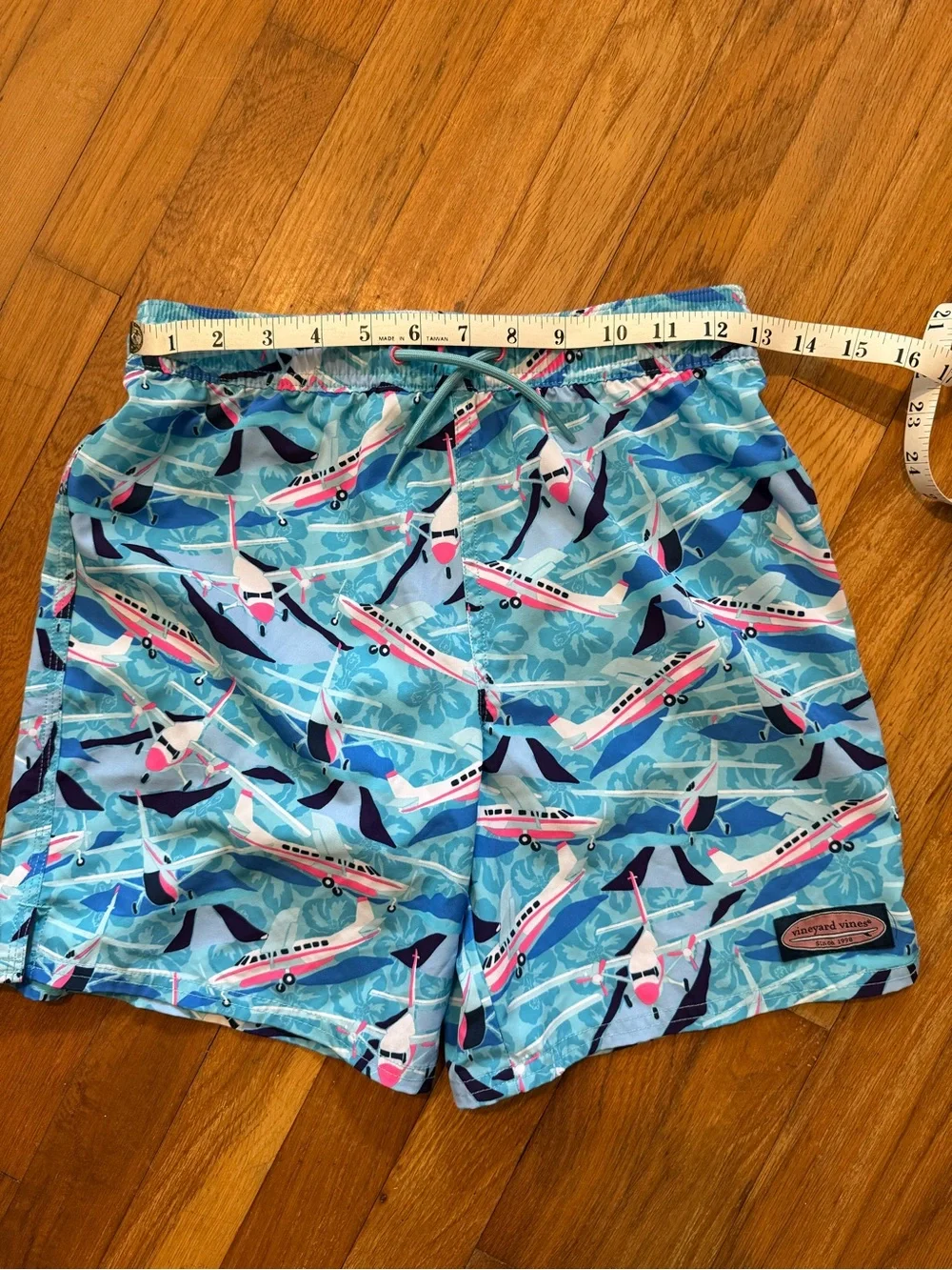 Kids Vineyard Vines Blue Airplane Print Swim Shorts